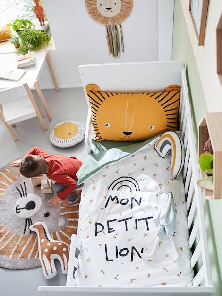 Baby Wende-Bettbezug „Kleiner Löwe“ ELFENBEIN BEDRUCKT 