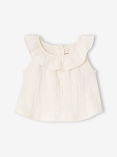 Baby-T-Shirt, Unterziehpulli-Top Mädchen Baby Bio-Baumwolle mit Rüschenkragen