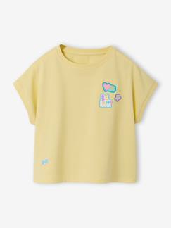 Mädchen-T-Shirt, Unterziehpulli-Mädchen T-Shirt mit fröhlichen Aufnäher, Recycling-Baumwolle