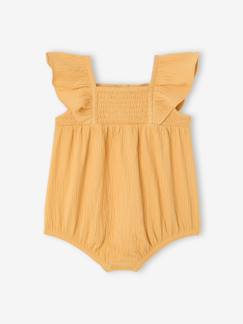 Baby-Baby Kurzoverall mit gesmockten Ausschnitt und Volantärmeln, Bio-Baumwolle