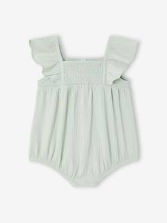 Baby-Baby Kurzoverall mit gesmockten Ausschnitt und Volantärmeln, Bio-Baumwolle