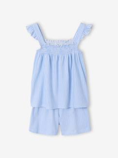 Mädchen-Pyjama, Overall-Schlafanzug mit Volantträgern mit gesmoktem Oberteil Mädchen