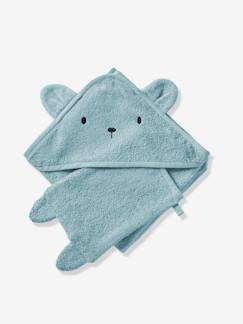 Bébé-Cape, peignoir de bain-Cape de bain + gant coton bio