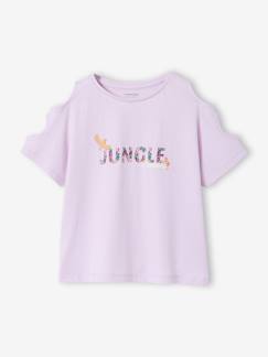 Mädchen-T-Shirt, Unterziehpulli-T-Shirt-T-Shirt Mädchen JUNGLE mit Cut-Outs