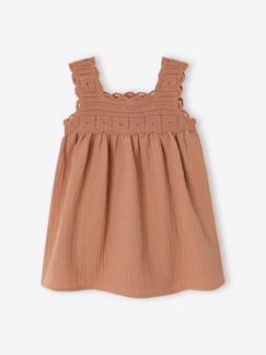 Baby-Kleid, Rock-Baby Musselin-Kleid mit Häkeloberteil