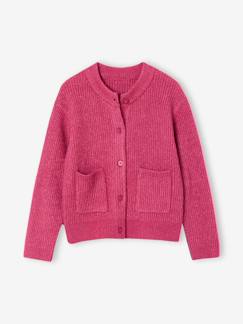 Fille-Pull, gilet, sweat-Gilet fille maille fine mousseuse