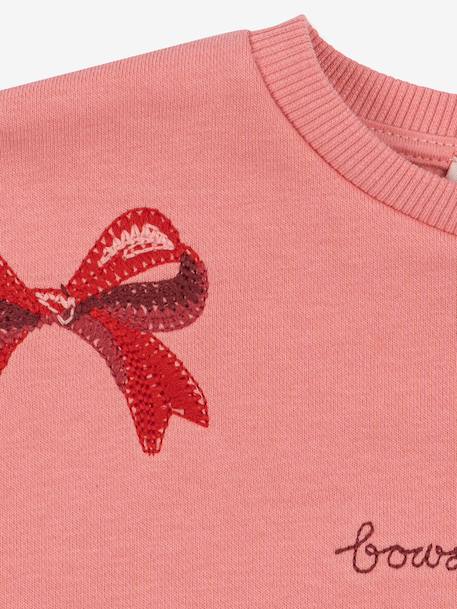 Sweat col rond blanc+rose 