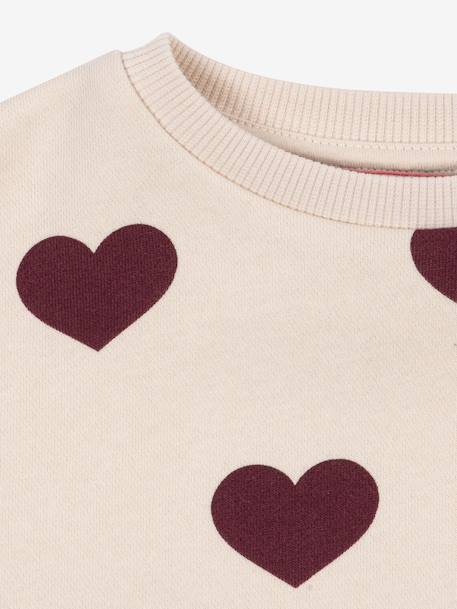 Sweat col rond blanc+rose 