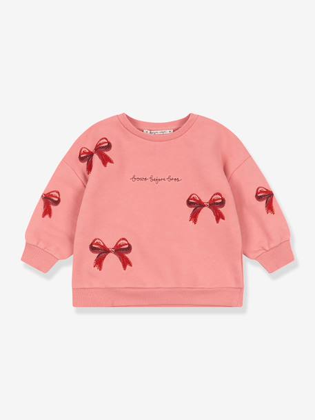Sweat col rond blanc+rose 