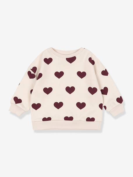 Sweat col rond blanc+rose 