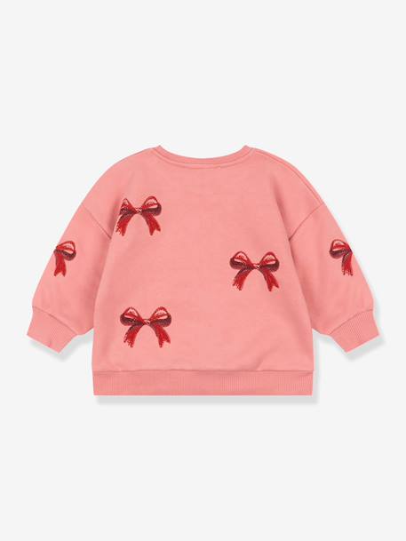 Sweat col rond blanc+rose 