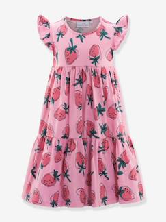Mädchen-Gestuftes Jerseykleid mit Erdbeeren Mädchen Happy Girls