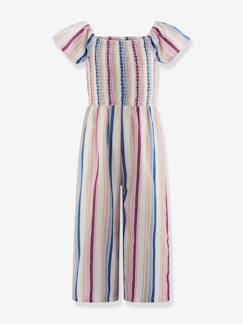 Mädchen-Latzhose, Overall-Jumpsuit mit Längsstreifen Mädchen Happy Girls