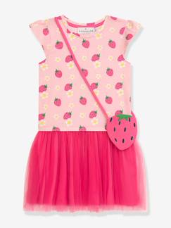 Mädchen-Kleid mit Erdbeer-Umhängetasche, pinker Tüllrock Mädchen DANAMADE