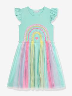 Mädchen-Kleid mit Regenbogen-Tüllrock und Rüschenärmeln Mädchen DANAMADE