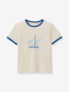 Junge-T-Shirt, Poloshirt, Unterziehpulli-T-Shirt-T-Shirt mit Kontrast-Details NEW PORT Jungen Bio-Baumwolle CYRILLUS