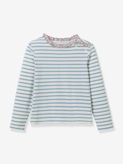Mädchen-T-Shirt, Unterziehpulli-Langarm-Ringelshirt Mädchen CYRILLUS