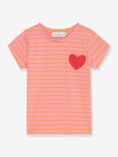 Fille-T-shirt, sous-pull-T-shirt-T-shirt à rayures avec motif cœur, fille DANAMADE