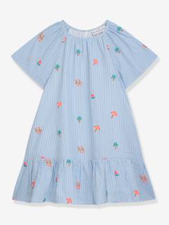Fille-Robe à manches courtes, rayée bleu et blanc, fille, DANAMADE