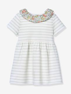 Baby-Kleid, Rock-Baby Ringelkleid mit Blumenkragen CYRILLUS, Bio-Baumwolle