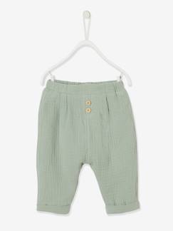 Pantalons et robes bébé-Pantalon coupe sarouel en gaze de coton bébé garçon