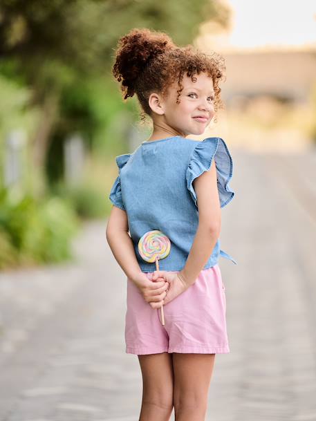 Short fille facile à enfiler corail+marine+mauve+vert d'eau 