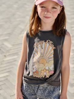 Mädchen-T-Shirt, Unterziehpulli-T-Shirt-Top mit Print und Knoten Mädchen