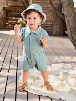 Baby-Set-Baby-Set aus Kurzoverall und wendbarem Sonnenhut aus Frottee