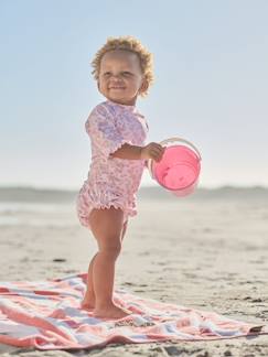 Baby-Baby-Set mit Blumenmuster: UV-Badeshirt, Badeshorts und Sonnenhut mit Ohren