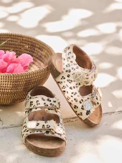 Sandales scratchées cuir imprimé bébé Chaussures-Sandales scratchées cuir imprimé bébé