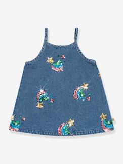 Baby-Kleid, Rock-Mädchen Jeans-Trägerkleid mit Pailletten-Sternschnuppen Konges Sløjd