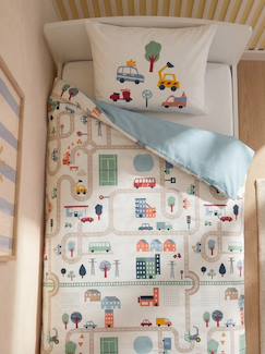 Linge de maison et décoration-Linge de lit enfant-Fourre de duvet-Parure Magicouette CIRCUIT VOITURE, avec coton recyclé