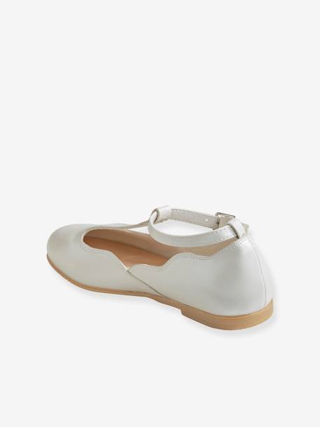 Ballerines salomés fille blanc nacre+Rose pâle 