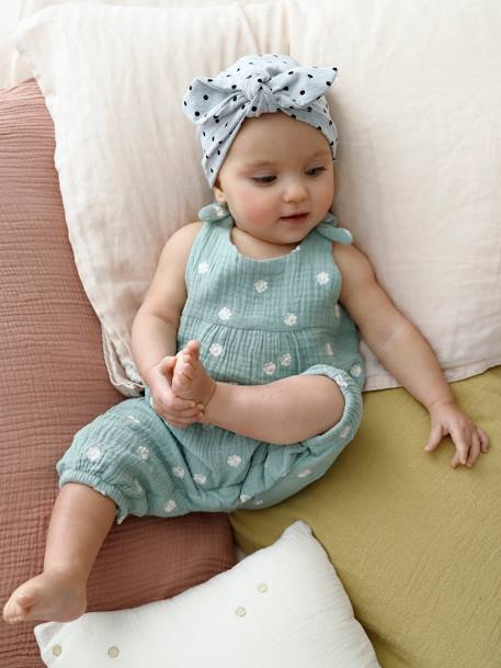Mädchen Baby Overall, bestickte Motive graugrün bedruckt+hellrosa+kakoa+wollweiß 