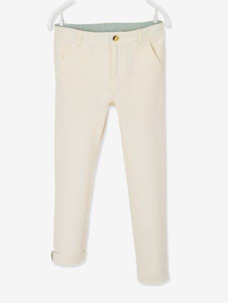 Pantalon chino garçon en coton/lin beige clair+bleu+marine foncé 
