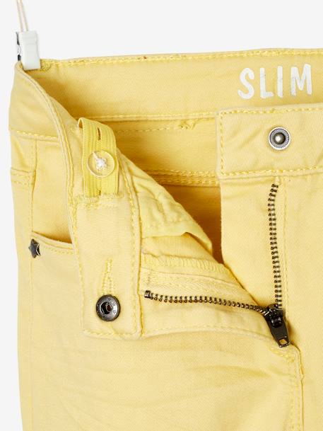 Mädchen Slim-Fit-Hose, Hüftweite COMFORT dunkelgrün+gelb+hellbraun+hellrot+himbeer+marine 