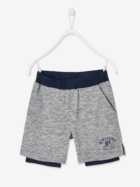 Jungen Sportset aus T-Shirt und 2-in-1-Bermudas TINTENBLAU 