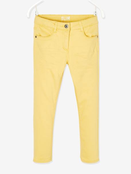 Pantalon slim fille Morphologik tour de hanches LARGE framboise+jaune+marine foncé+marron clair+rouge clair+vert 