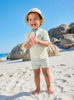 Baby-Baby Bade-Set: UV-Badeshirt, Badeshorts & Sonnenhut