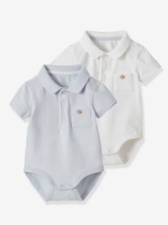Baby-T-Shirt, Unterziehpulli-T-Shirt-Body-2er-Pack Baby Bodys für Neugeborene, Polokragen Oeko-Tex®