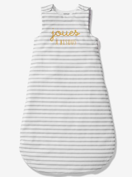 Ärmelloser Baby Sommerschlafsack 'joues à bisous', Oeko-Tex® rayure grise 