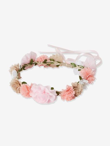 Couronne de fleurs roses fille Eau de rose 