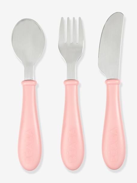 Set 3 couverts d'apprentissage inox BEABA airy green+old pink 