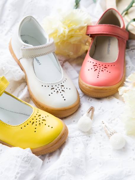 Babies cuir fille collection maternelle Blanc+Jaune+jaune moutarde 