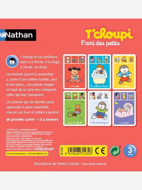 Kinder Kartenspiel „Mon premier jeu de familles T'choupi“ NATHAN rot 