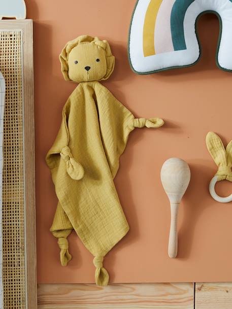 Baby Geschenk-Set: Schmusetuch und Greifling, essentials curry+grün+rosa 