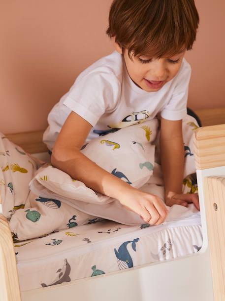 Kinder Schlafsack-Set ,,Ozean' mit Innendecke ELFENBEIN BEDRUCKT 