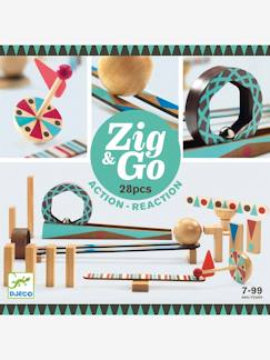 Weihnachts-Spielsachen-Spielzeug-Fantasiespiele-Konstruktionsspiele-Dominoralley „Zig & Go“ DJECO, 28 Teile