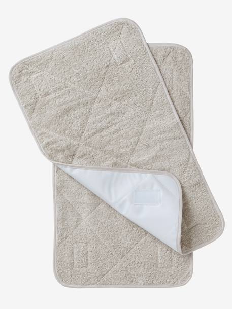 Lot 2 serviettes de rechange matelas à langer Blanc+Gris taupe+rose pâle + blanc 