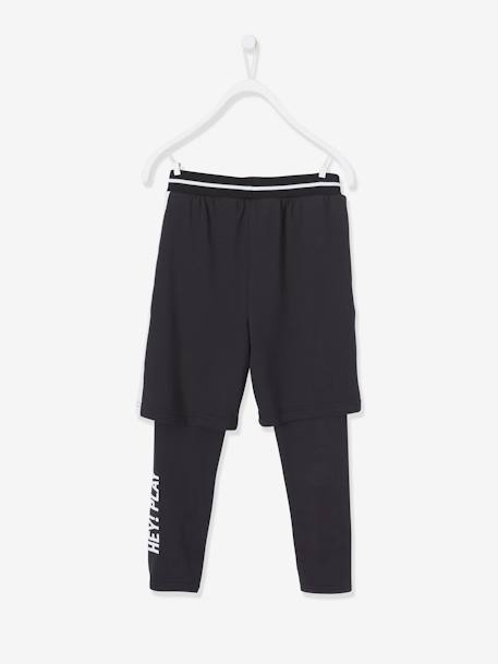 Jungen 2-in-1-Sporthose SCHWARZ 